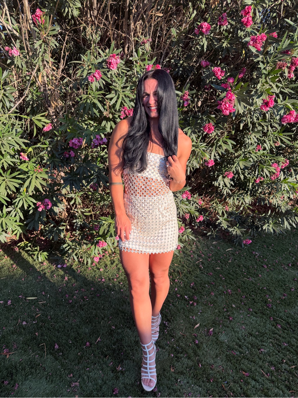 12th Tribe Ola Champagne Sequin Scarf Top & Mini Skirt